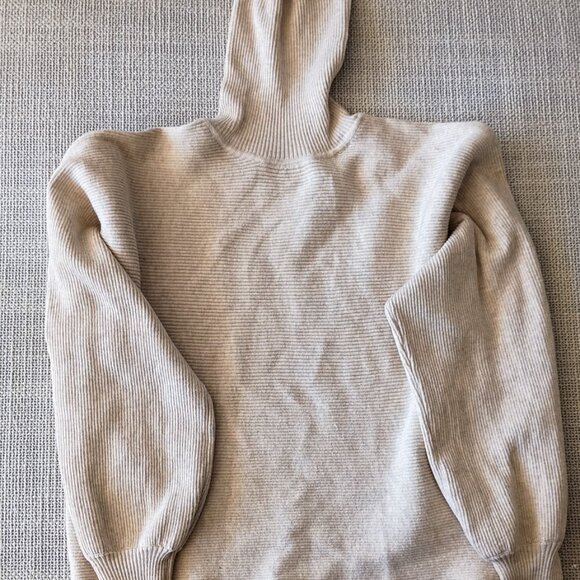 Women's Beige Turtleneck ribbed Sweater PINK ROSE | Size S - Picture 2 of 6